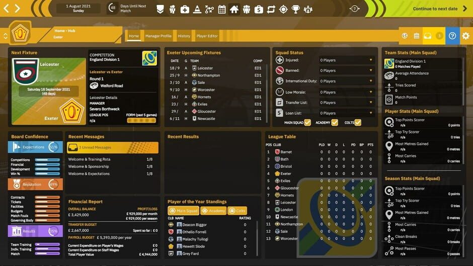 Rugby Union Team Manager 4 Screenshot