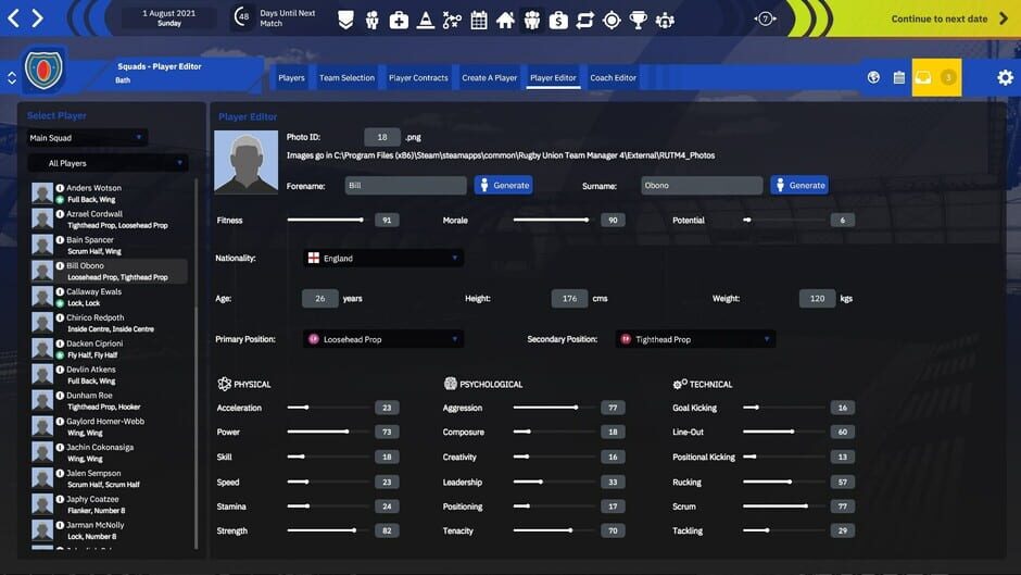 Rugby Union Team Manager 4 Screenshot