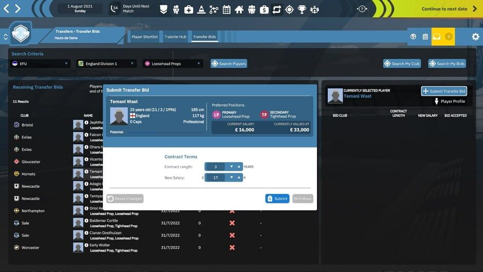 Rugby Union Team Manager 4 Screenshot