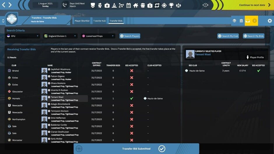Rugby Union Team Manager 4 Screenshot