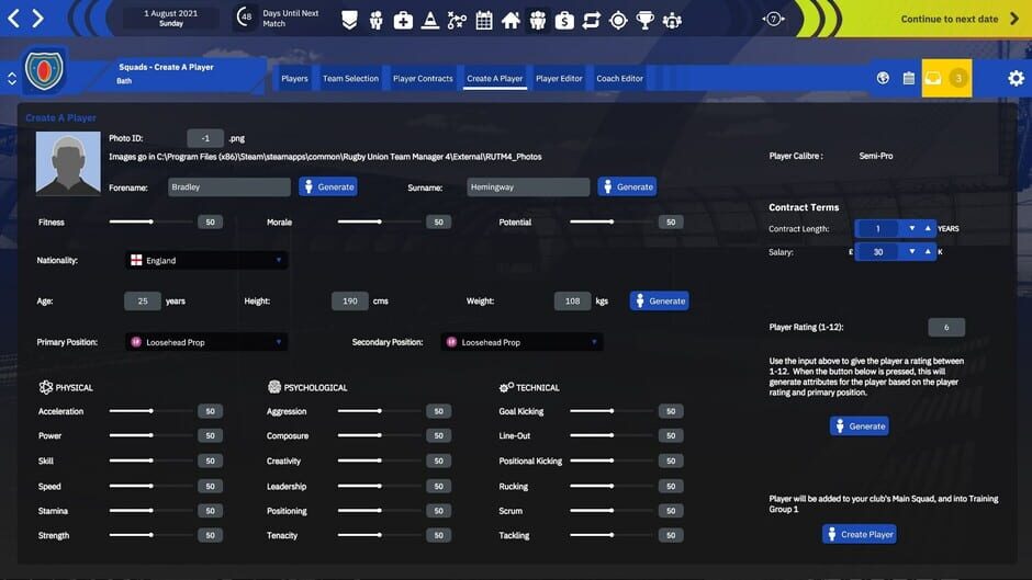 Rugby Union Team Manager 4 Screenshot