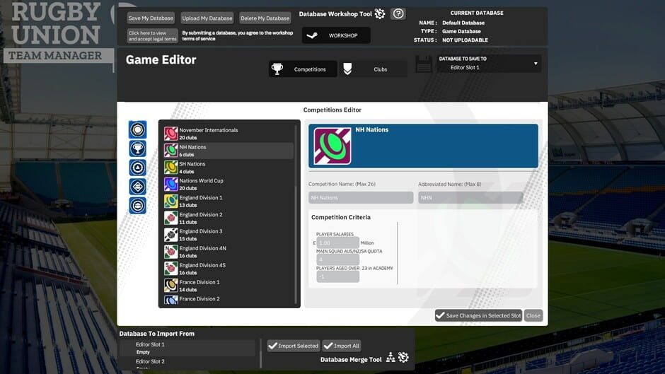 Rugby Union Team Manager 4 Screenshot