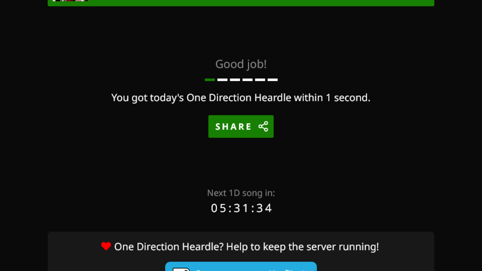 One Direction Heardle Screenshot