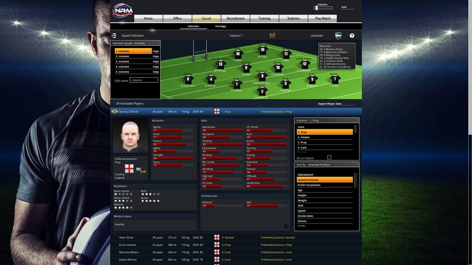 สกรีนช็อตจาก National Rugby Manager: European Rugby Pack (รูปที่ 7)