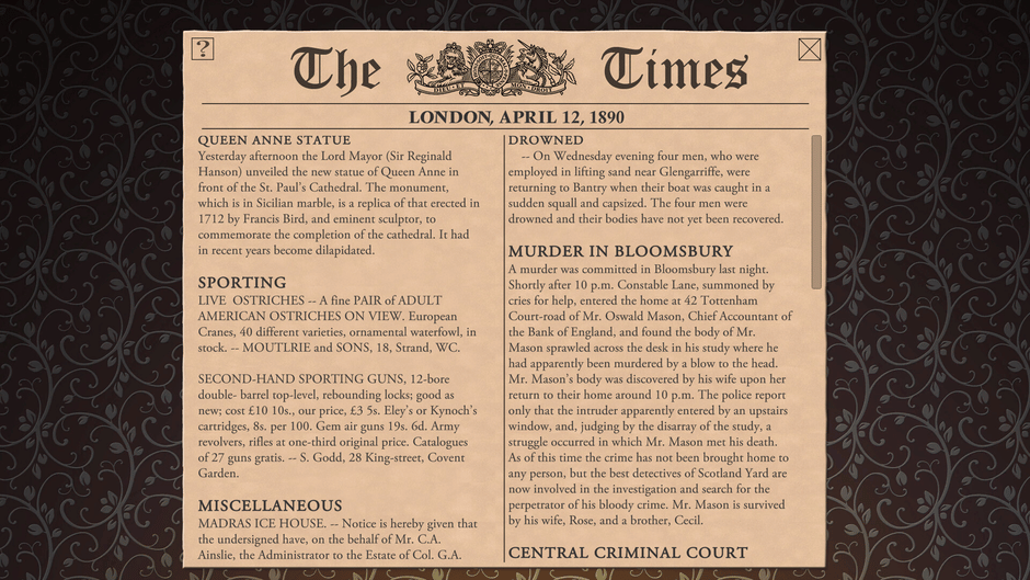 Sherlock Holmes Consulting Detective: The Case of Banker's Final Debt Screenshot