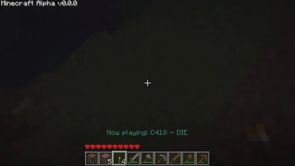 Кадър от Minecraft Alpha 0.0.0