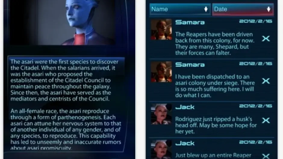 Mass Effect Datapad screenshot