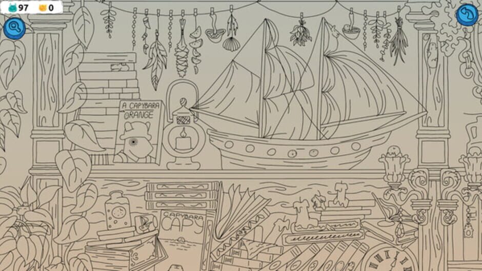 Hidden Capybaras with Orange in the Whimsical Library Screenshot