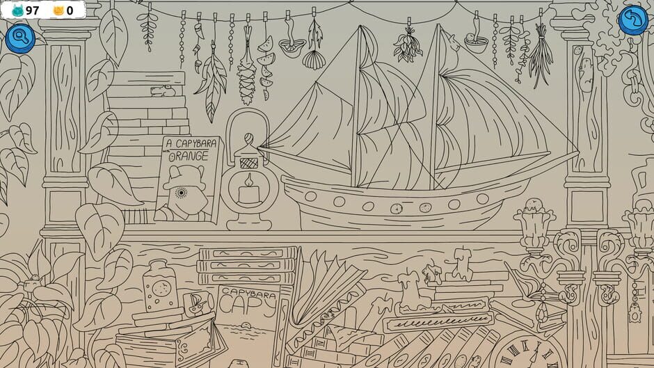 Hidden Capybaras with Orange in the Whimsical Library Screenshot