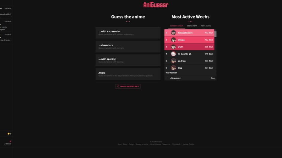 Screenshots AniGuessr