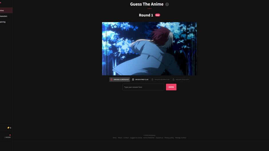 Screenshots AniGuessr