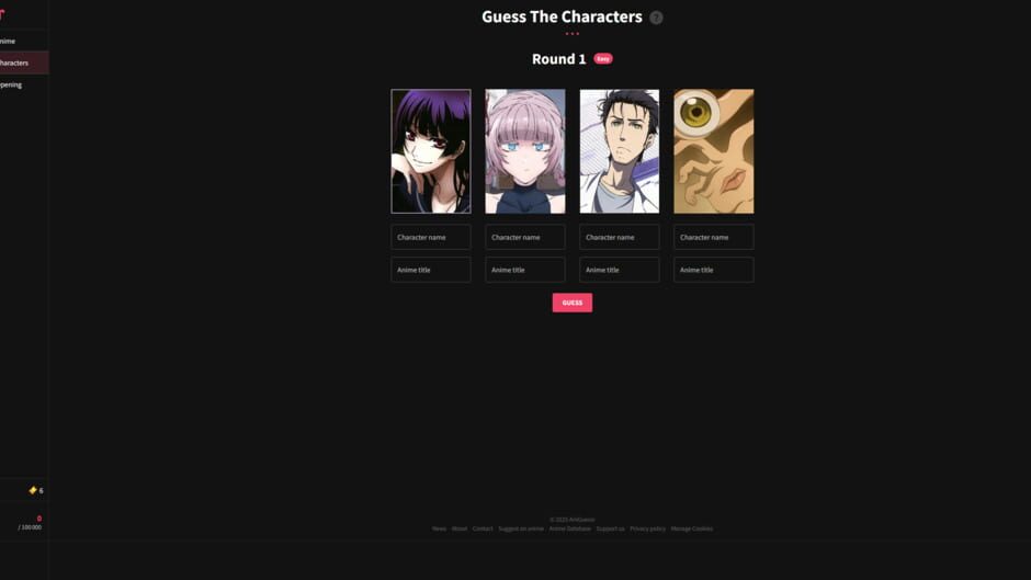Screenshots AniGuessr