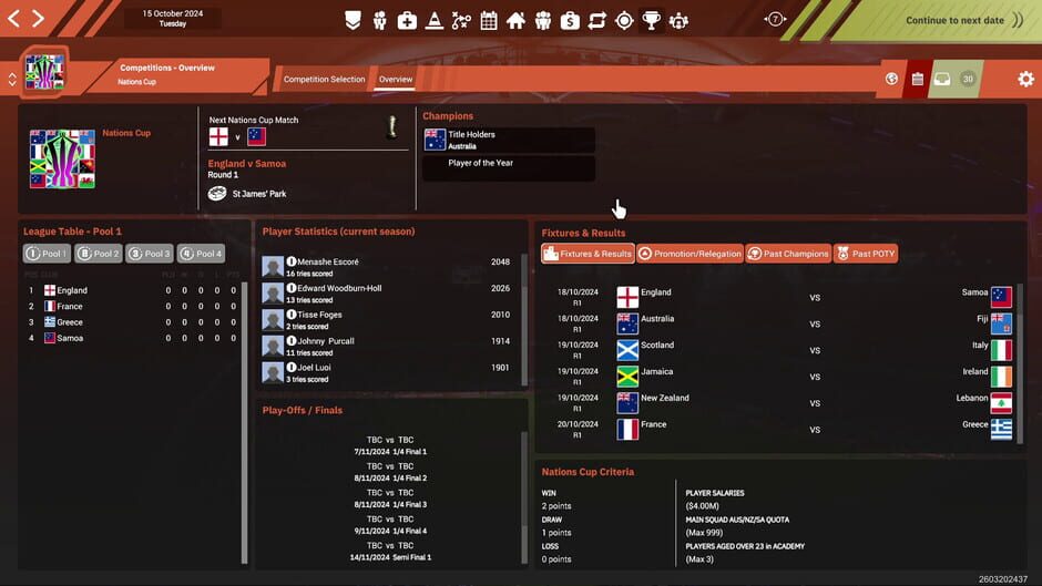 Rugby League Team Manager 4 Screenshot