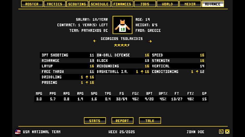 สกรีนช็อตจาก Retro Basketball Manager (รูปที่ 2)