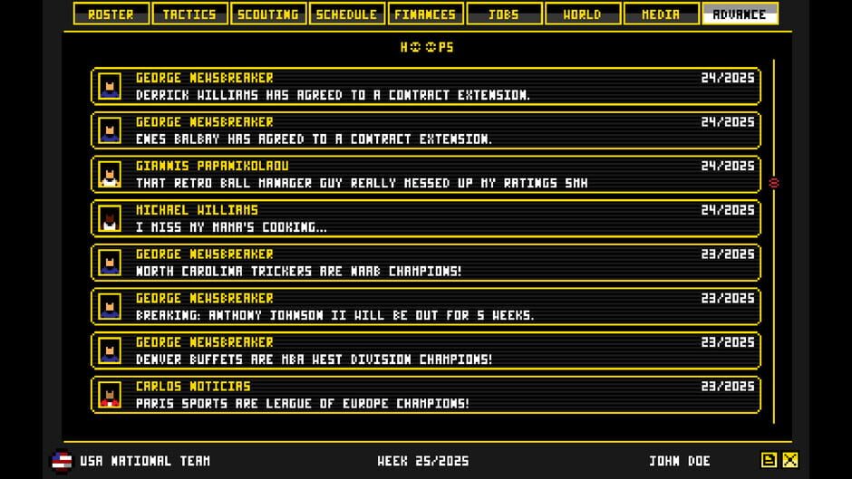 สกรีนช็อตจาก Retro Basketball Manager (รูปที่ 4)