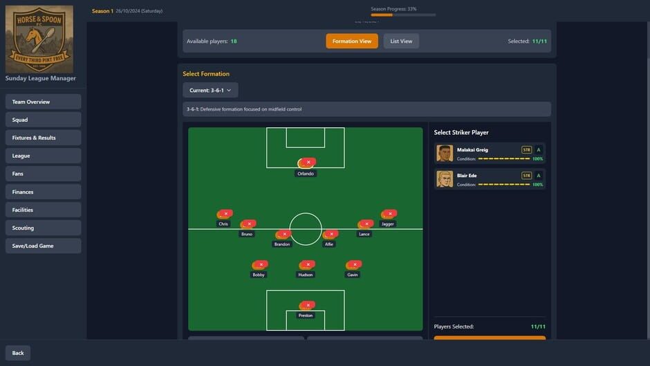 สกรีนช็อตจาก Sunday League Manager: Horse & Spoon (รูปที่ 4)