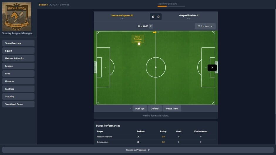 สกรีนช็อตจาก Sunday League Manager: Horse & Spoon (รูปที่ 5)