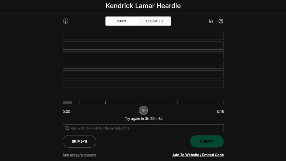 Kendrick Lamar Heardle Screenshot