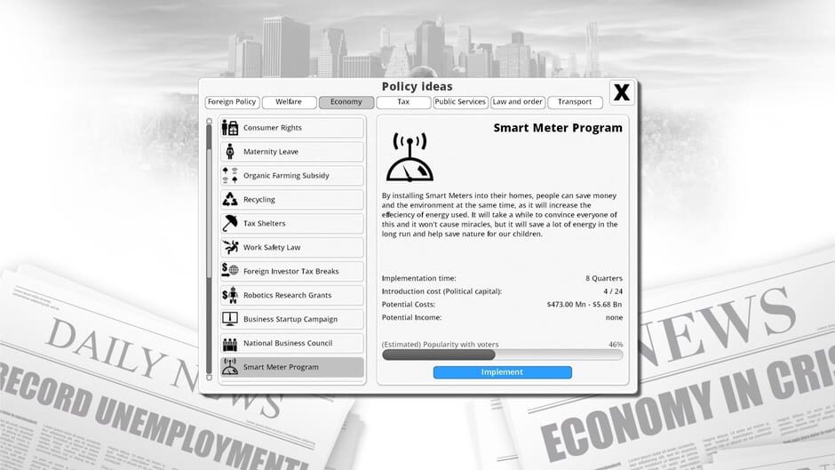 Democracy 3: Social Engineering Screenshot
