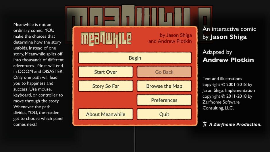 Meanwhile: An Interactive Comic Book Screenshot