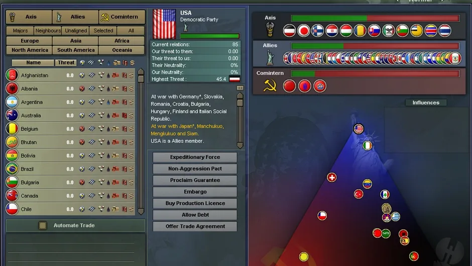 Hearts of Iron III, captura de tela 1