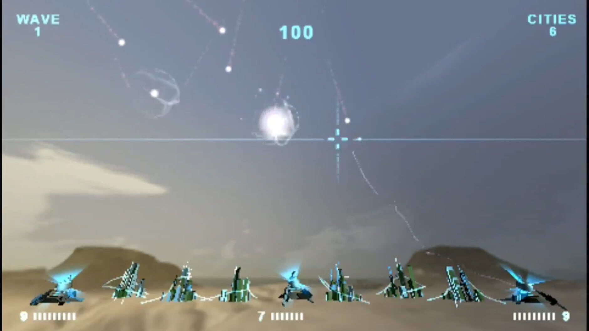 Screenshot for Missile Command: Evolved