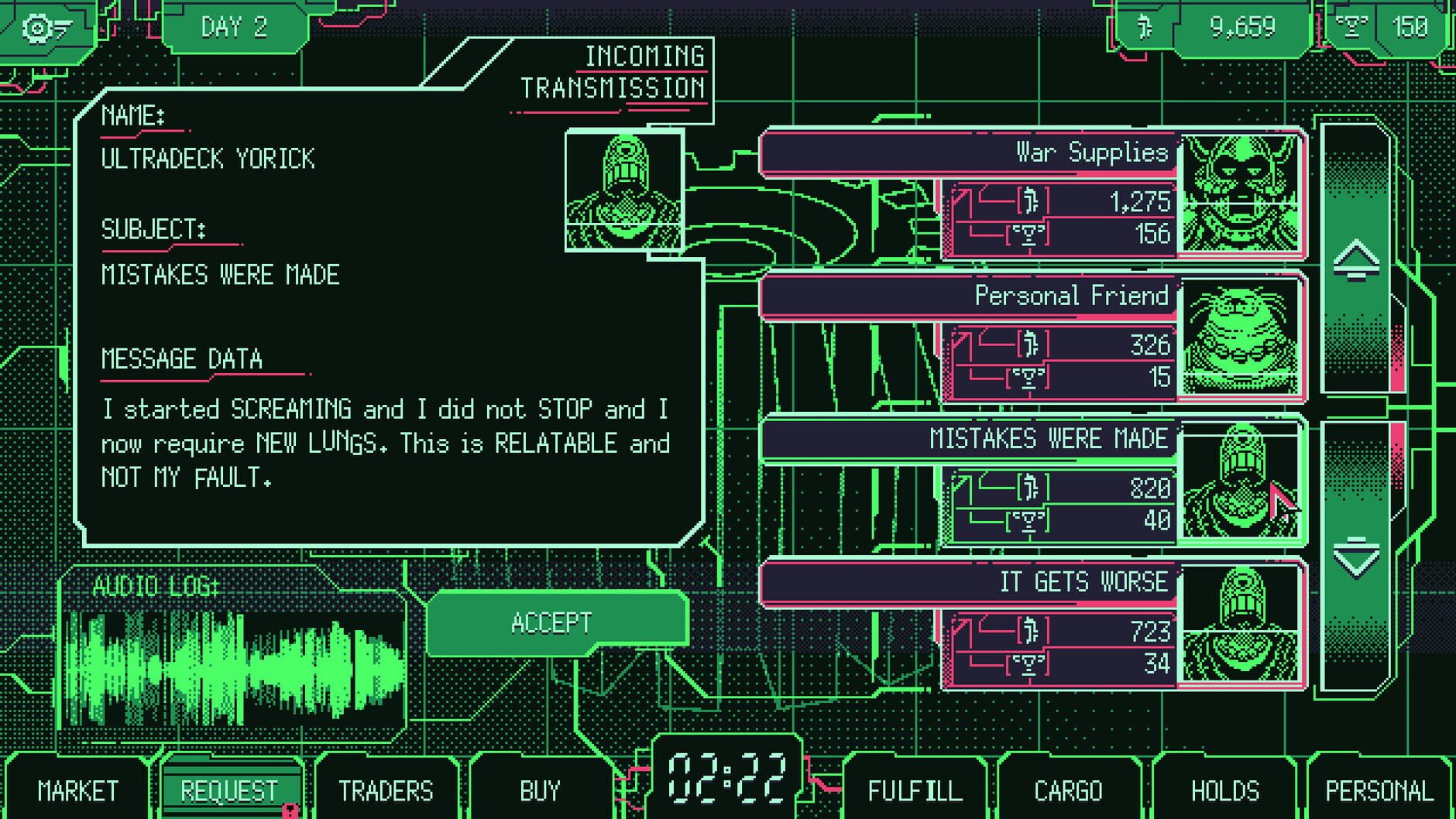 Screenshot for Space Warlord Organ Trading Simulator
