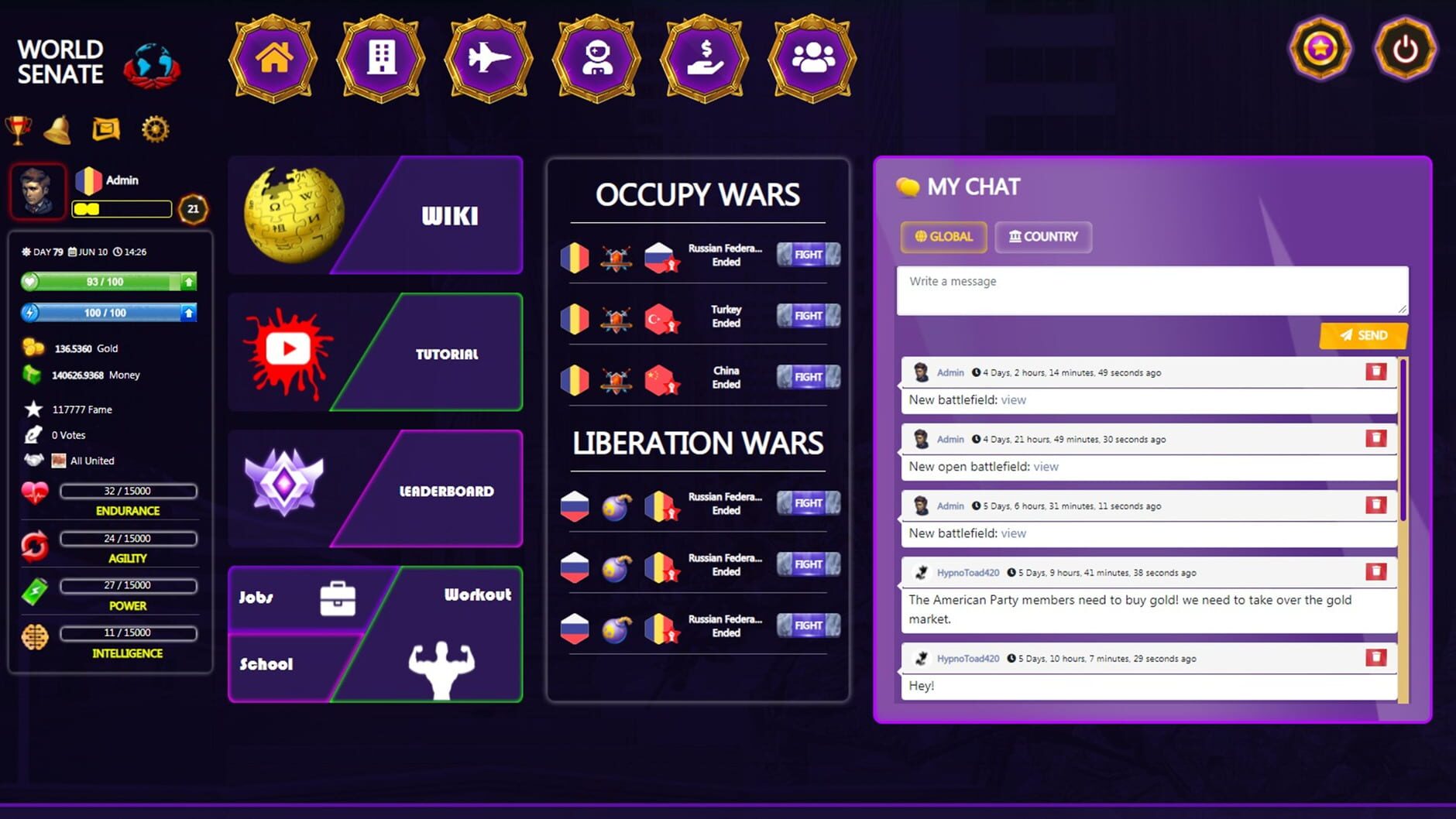 Screenshot for World Senate Game - Free Online Multiplayer Game