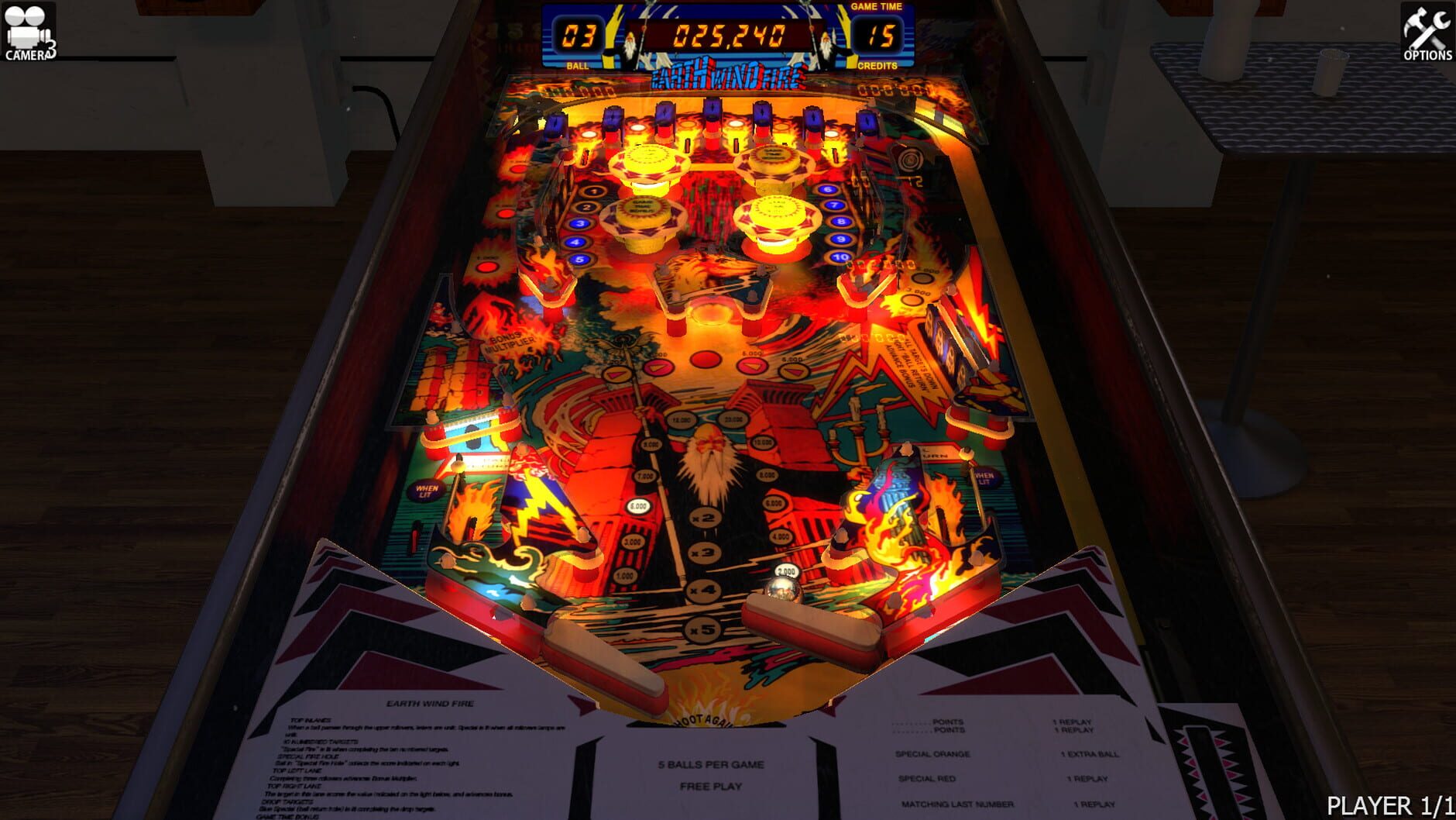 Screenshot for Zaccaria Pinball: Earth Wind Fire Table