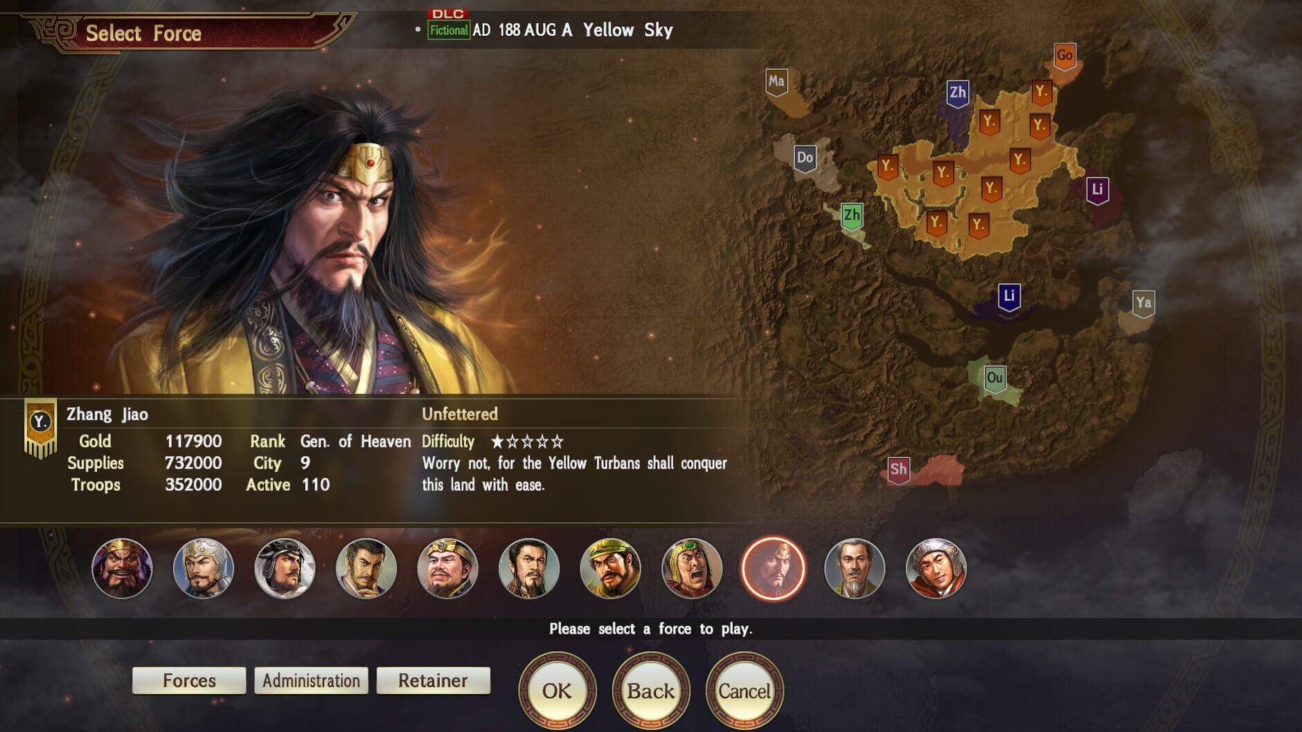Screenshot for Romance of the Three Kingdoms XIII: Scenario - A Yellow Sky