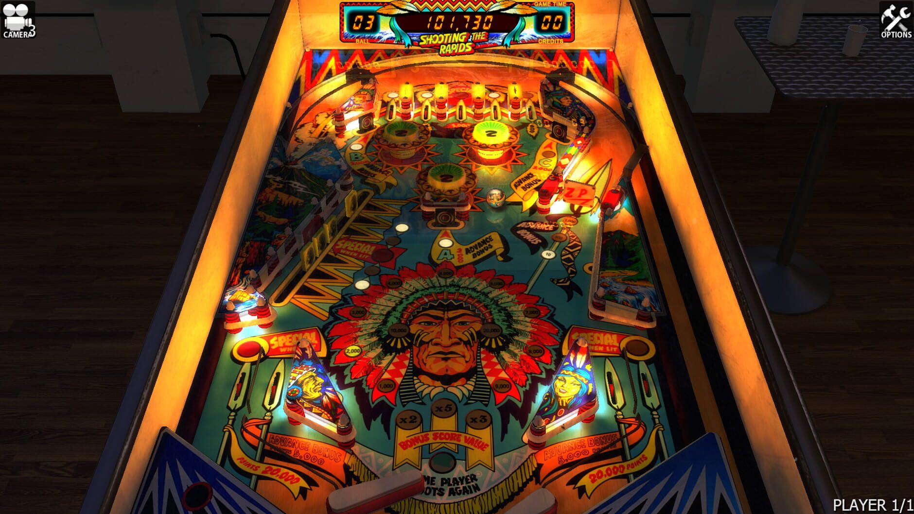 Screenshot for Zaccaria Pinball: Shooting the Rapids Table