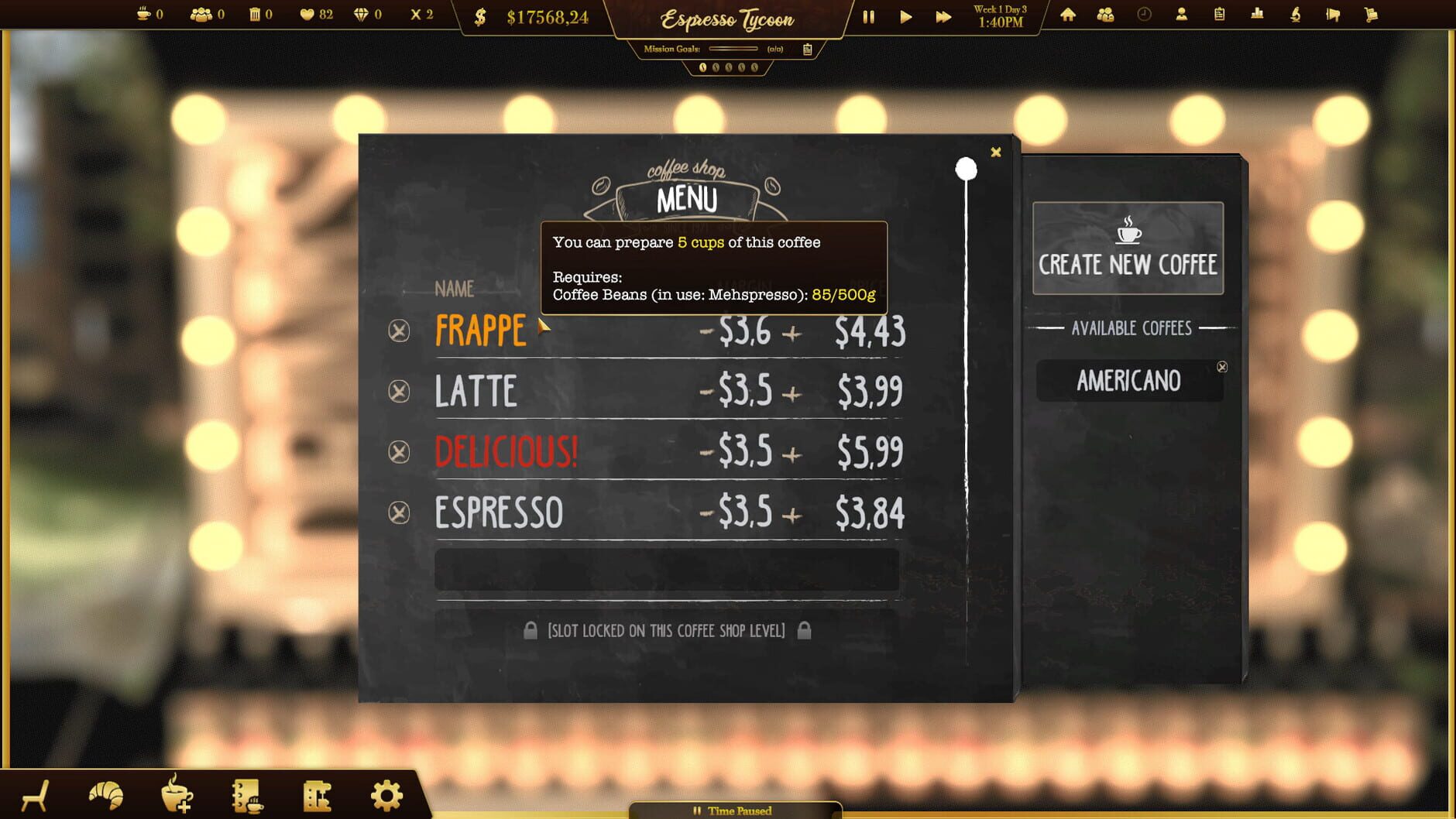 Screenshot for Espresso Tycoon