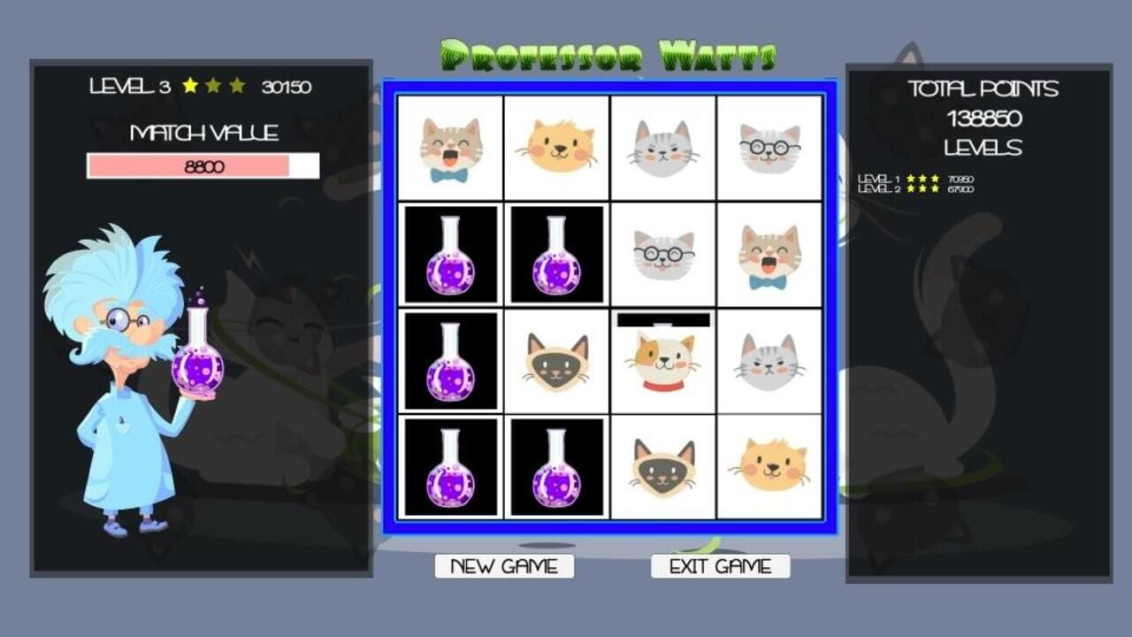 Professor Watts Memory Match: Cats — Screenshot 2