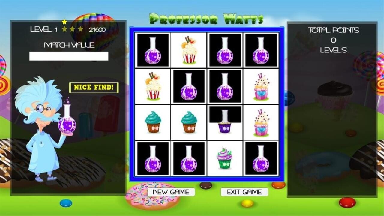 Professor Watts Memory Match: Yummy Cupcakes — Screenshot 4