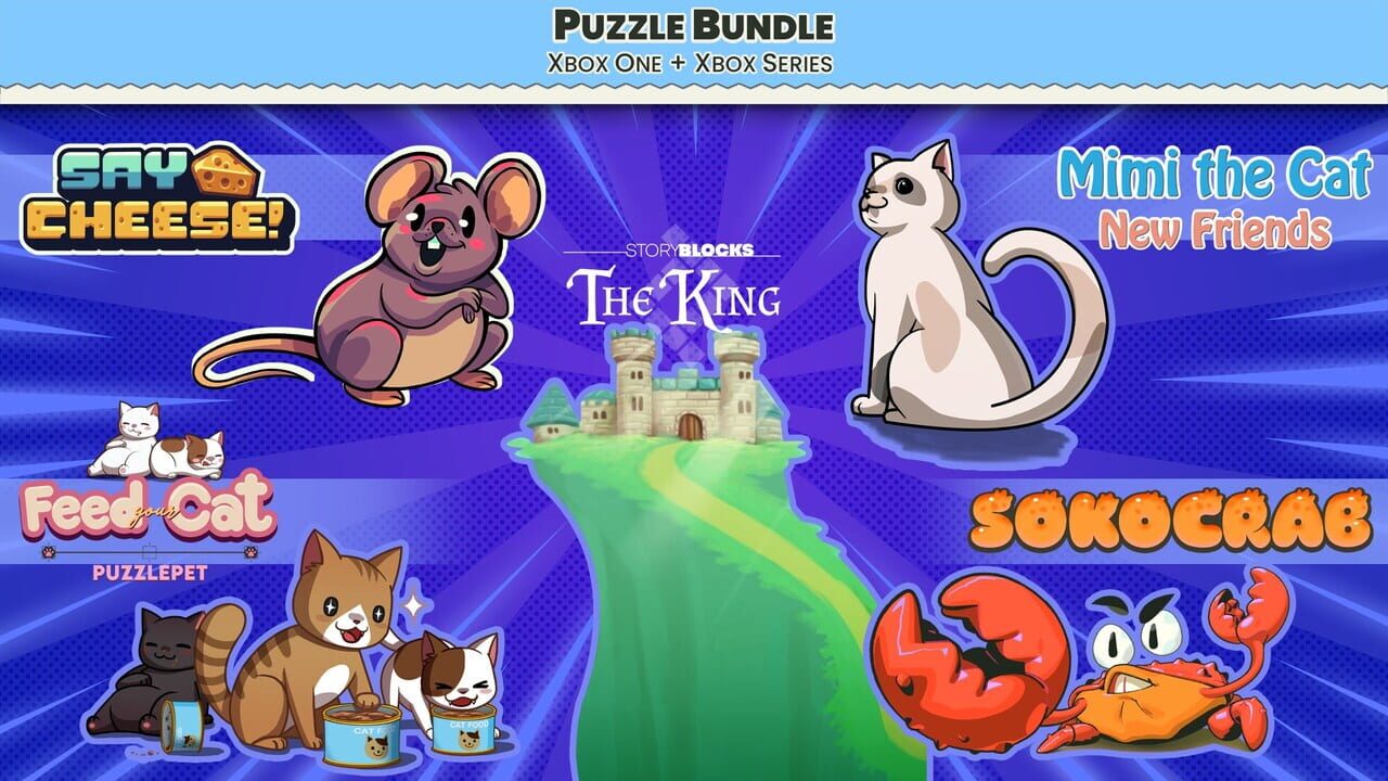 Puzzle Bundle Xbox: PuzzlePet - Feed Your Cat, Say Cheese, Mimi the Cat: New Friends, Story Blocks: The King and Sokocrab Image