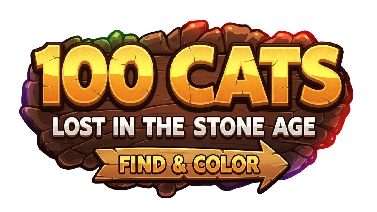 100 Cats Lost in the Stone Age Find & Color Image