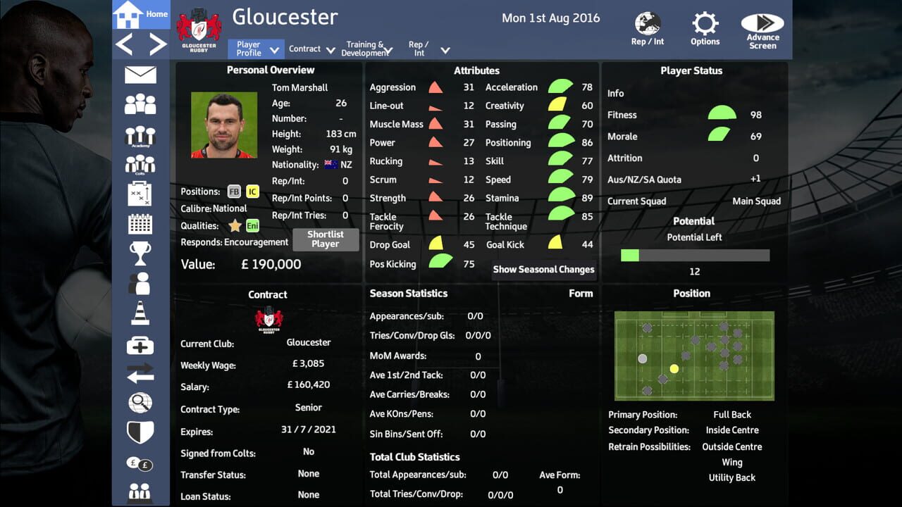 Rugby Union Team Manager 2017 — Screenshot 2