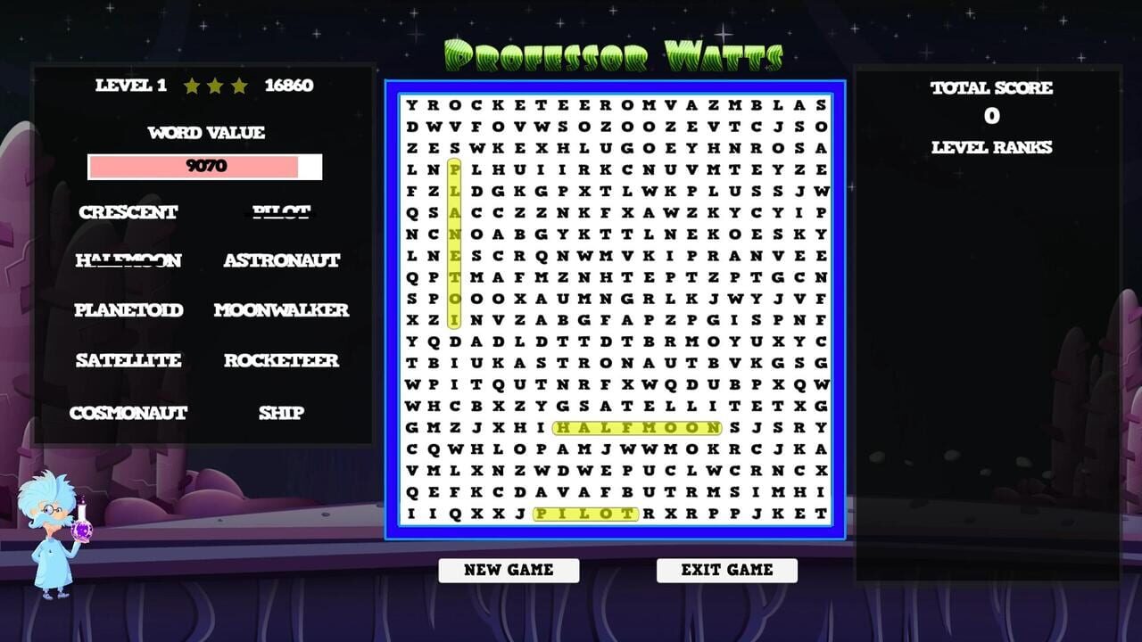 Professor Watts Word Search: Space Voyage — Screenshot 3