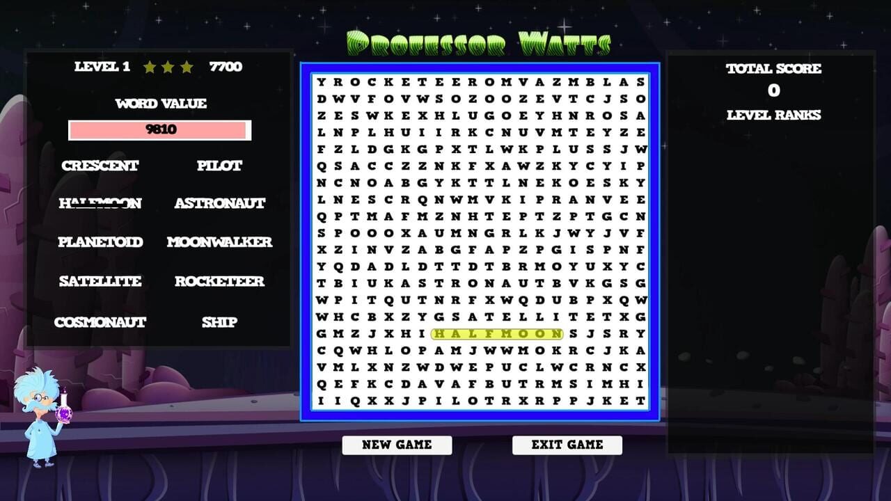 Professor Watts Word Search: Space Voyage — Screenshot 2