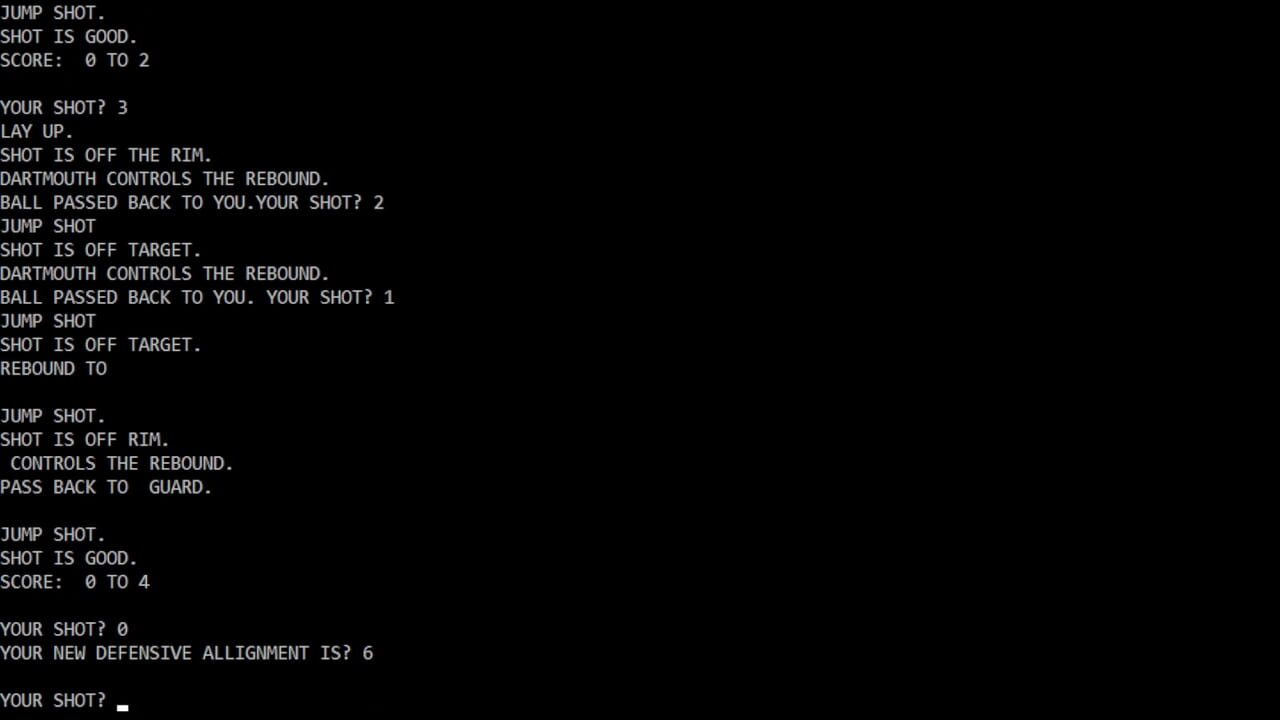 PDP 10 Timesharing Basketball — Screenshot 2