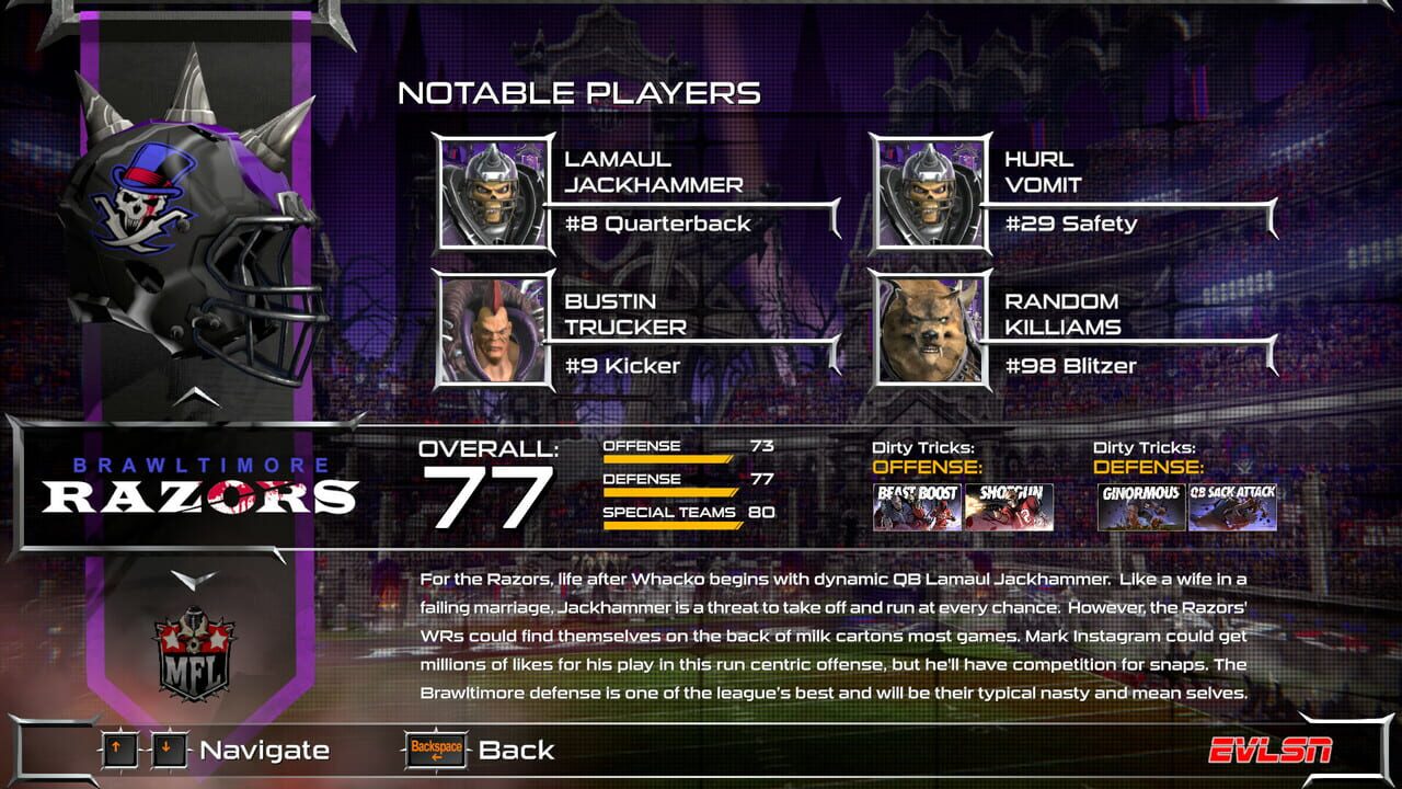 Mutant Football League: Brawltimore Razors Image