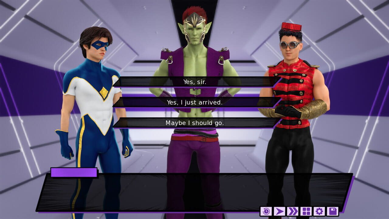 Fresh Force Frustrations: A Gay Superhero Erotic Visual Novel Image
