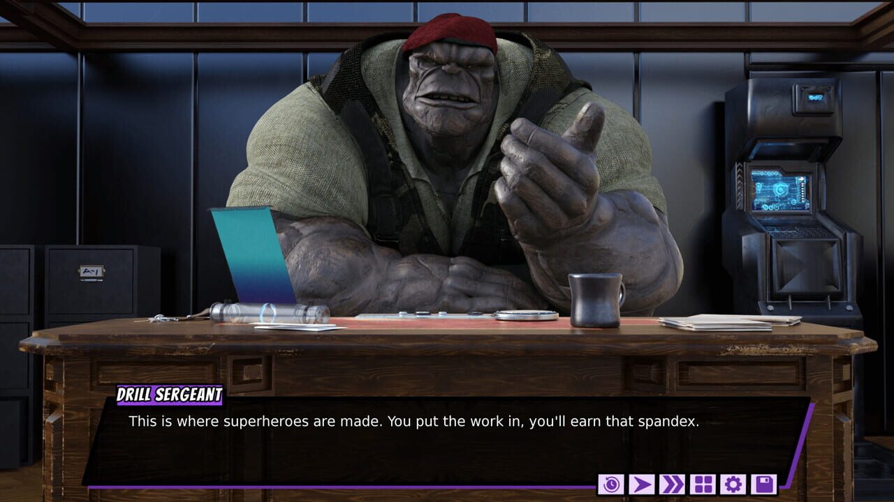 Fresh Force Frustrations: A Gay Superhero Erotic Visual Novel Image