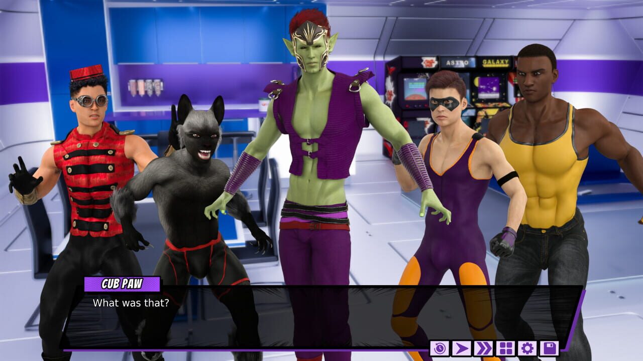 Fresh Force Frustrations: A Gay Superhero Erotic Visual Novel Image