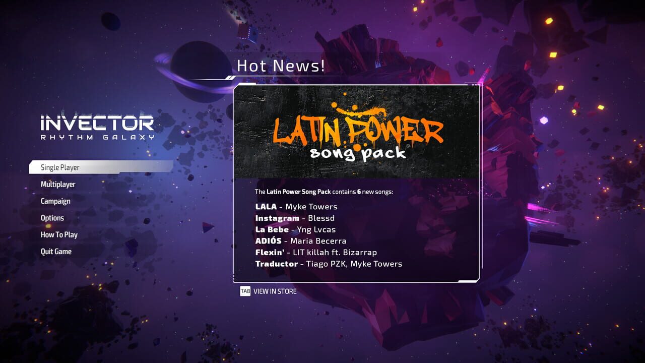 Invector: Rhythm Galaxy - Latin Power Song Pack — Screenshot 1