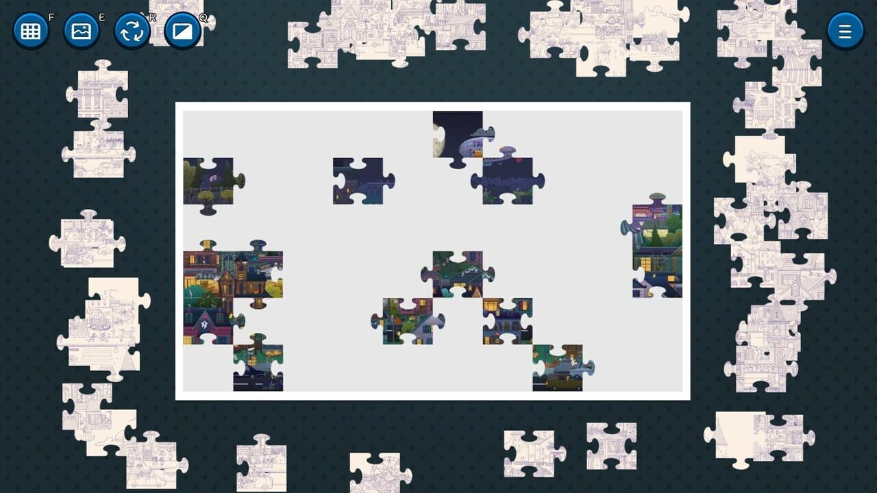Hidden Cats in Jigsaw Puzzle: Spooky Town Image