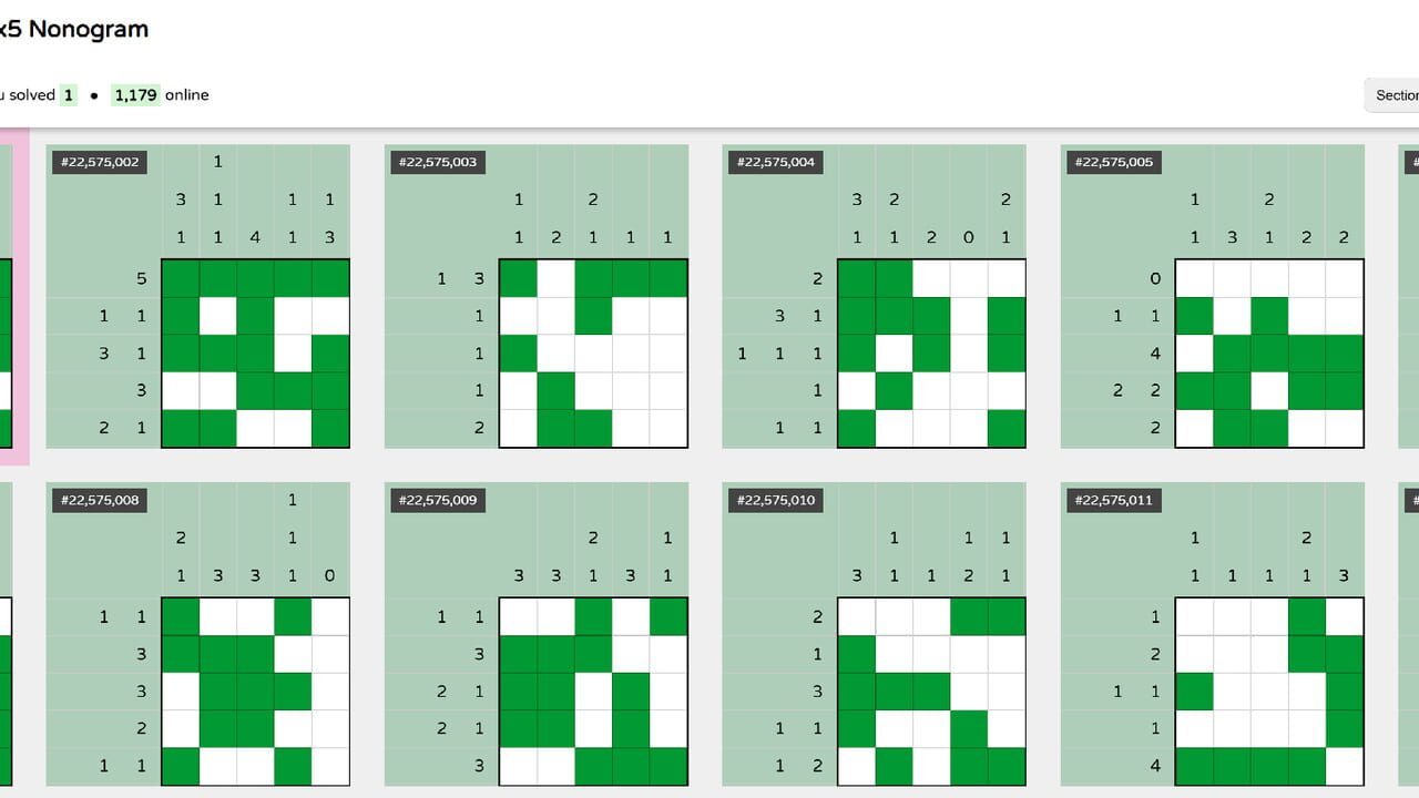 Every 5x5 Nonogram Screenshot 1