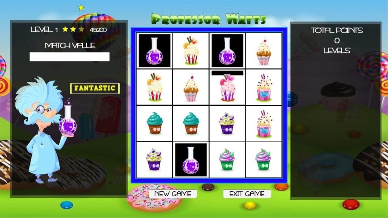 Professor Watts Memory Match: Yummy Cupcakes — Screenshot 2