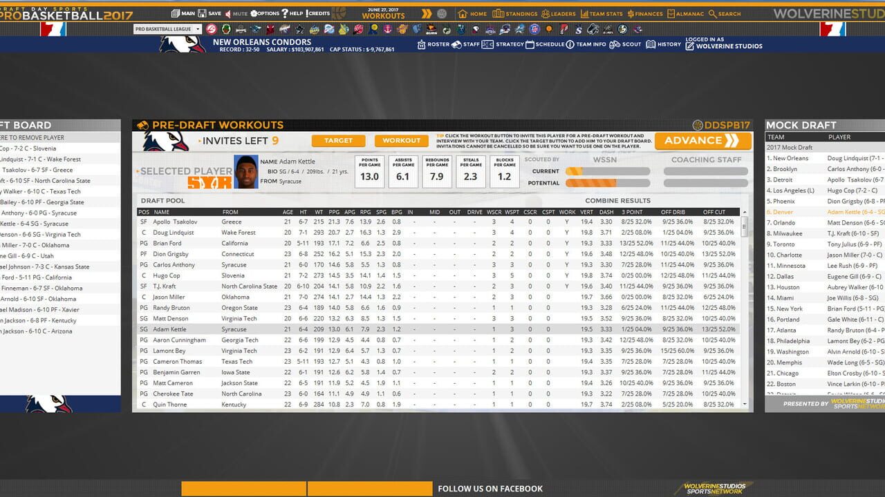 Draft Day Sports: Pro Basketball 2017 Image