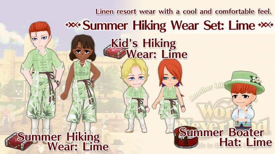 WorldNeverland: Elnea Kingdom - Summer Hiking Wear Set: Lime gameplay screenshot